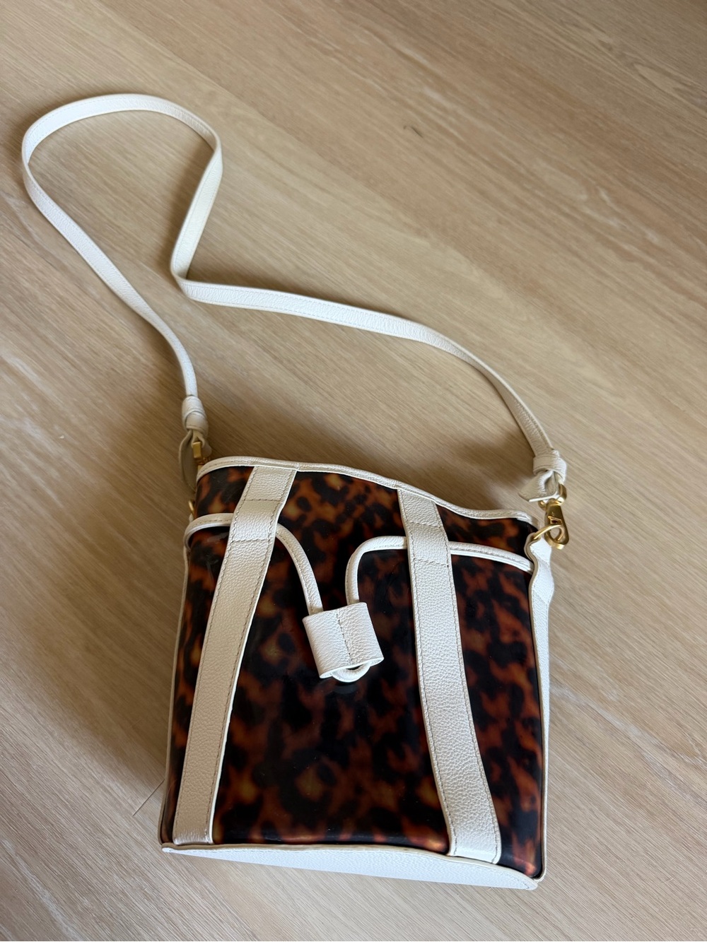 Leopard-Print Crossbody with White Trim
